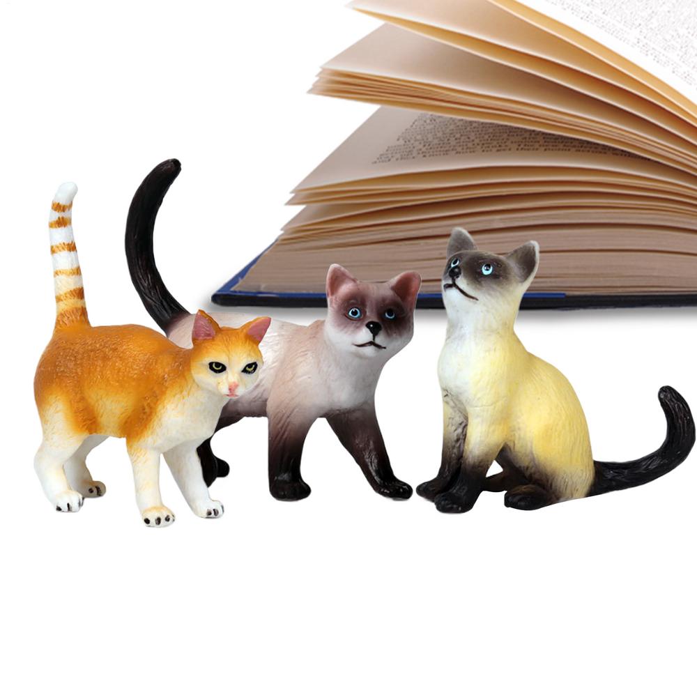Фигурки кошек 3 штуки Реалистичная модель животного Котенок Настольное украшение для детей Хэллоуин Рождество День рождения Гостиная Спальня