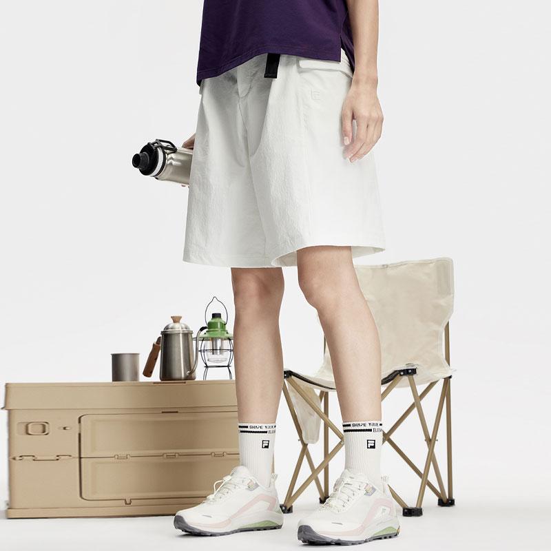 Fila Однотонные шорты прямого кроя, спортивные, тканые, повседневные, женские, светло-зеленые A11W417805F-LG