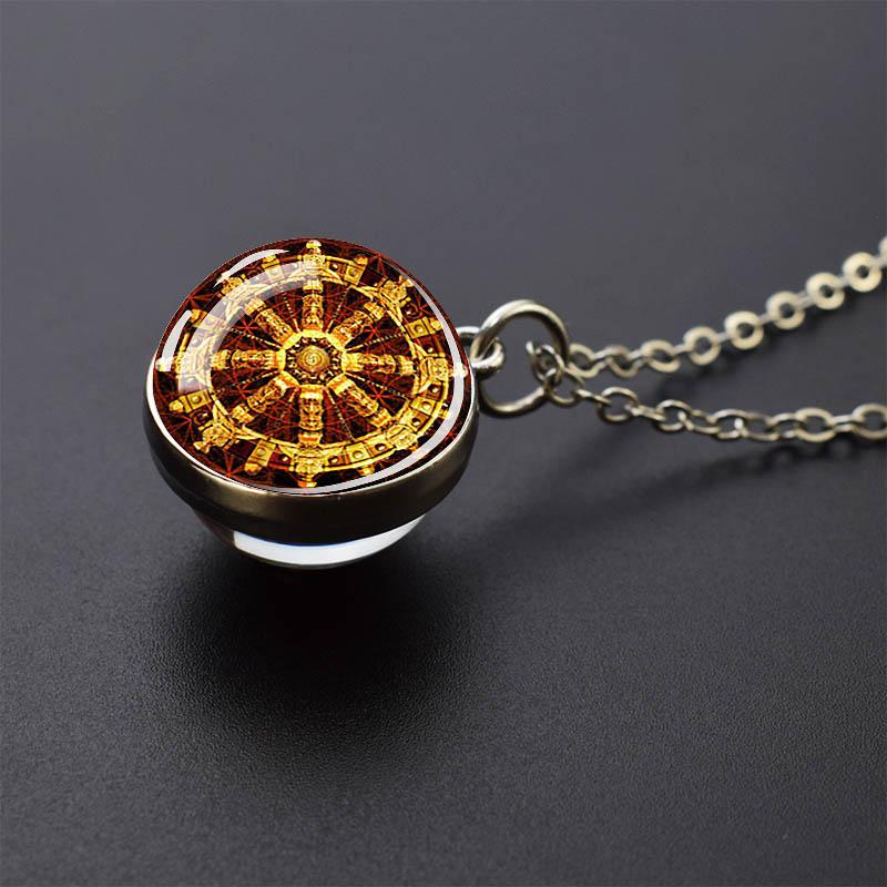 Сакральная геометрия-куб Метатрона, ожерелья Шри Янтра Мандала, двустороннее стеклянный шар, кулон, ожерелье, буддийское ювелирное изделие для йоги, подарок