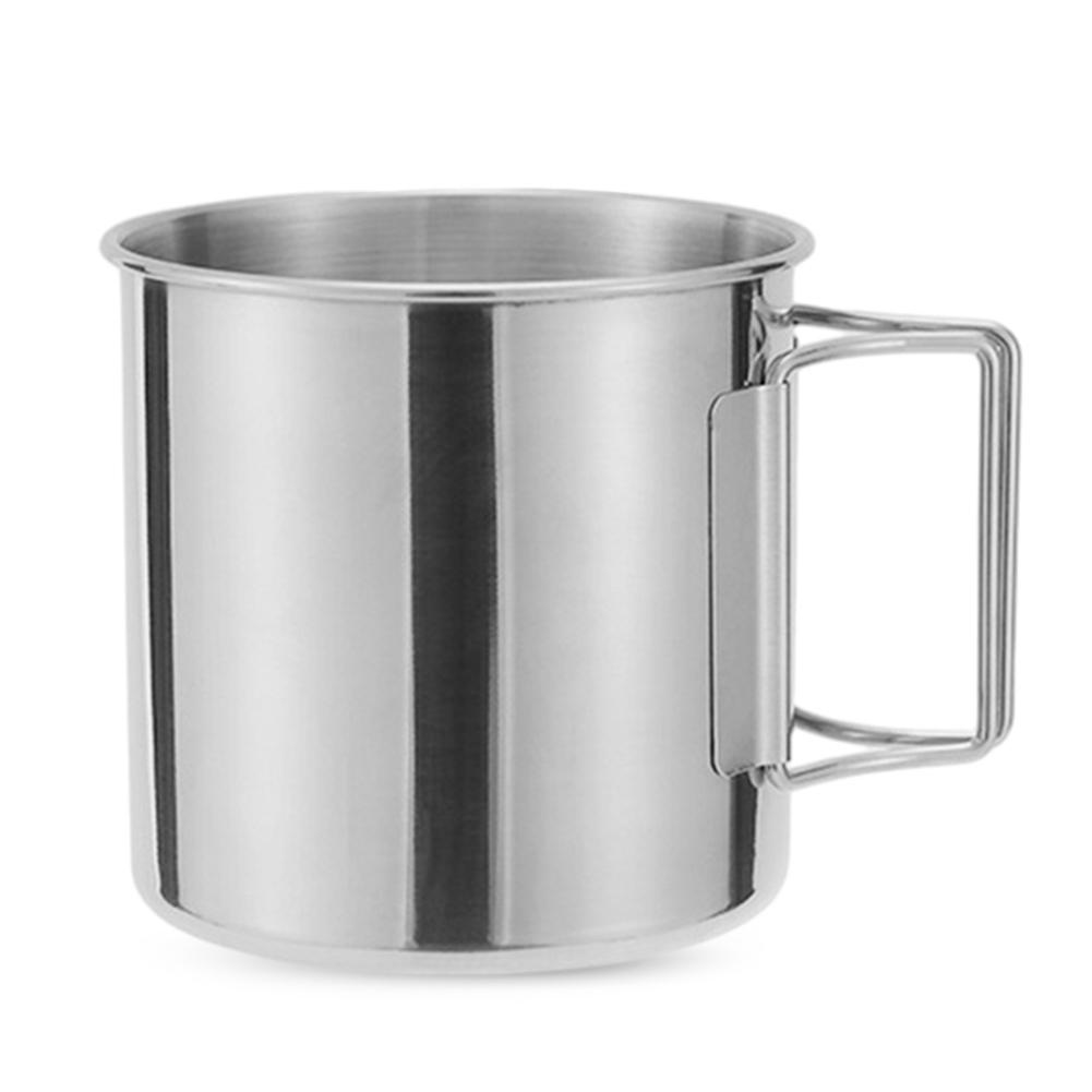 Чашка для воды для кемпинга со складной ручкой, кружка для кемпинга, легкая кружка для чая, пива, кофе из нержавеющей стали для кемпинга, пешего туризма