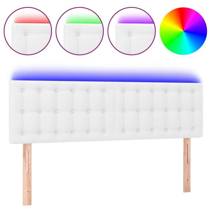 VidaXL Tête de Lit à LED Meuble de Chambre à Coucher Accessoire de Lit Double Tête de Cadre de Lit Intérieur Blanc 3121703