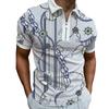New Men's Printed Zipper POLO Shirt Breathable Loose Short Sleeve T-shirt Men's Top