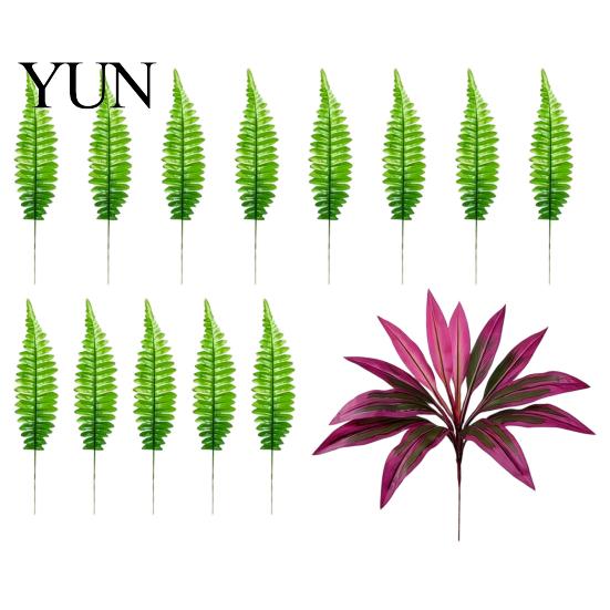 Seasonal Home Accents Artificial Fern And Red Dracaena Plants, UV Resistant Decorative Faux Plant, Maintenance Free Cascading Greenery Realistic