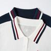 Northern Deer French Style Striped Knit Polo, Lyocell & Triacetate Short Sleeve