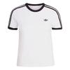 adidas Оригинальная женская футболка с 3 полосками, повседневная, с круглым вырезом, облегающего кроя, с коротким рукавом, топ KD3683