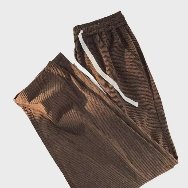 Men's High-End Wide-Leg Brown Corduroy Pants - 2023 Autumn Style