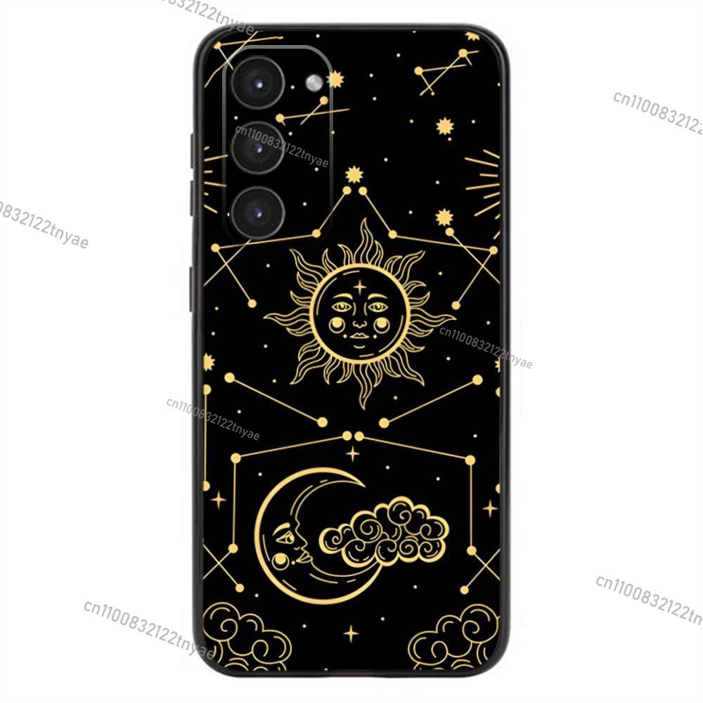 Suns Moons Clouds Astrological Phone Case For Samsung Galaxy A20,21s,22,31,32,52,53,72,73,80,91 Soft Liquid Silicone Black Cover