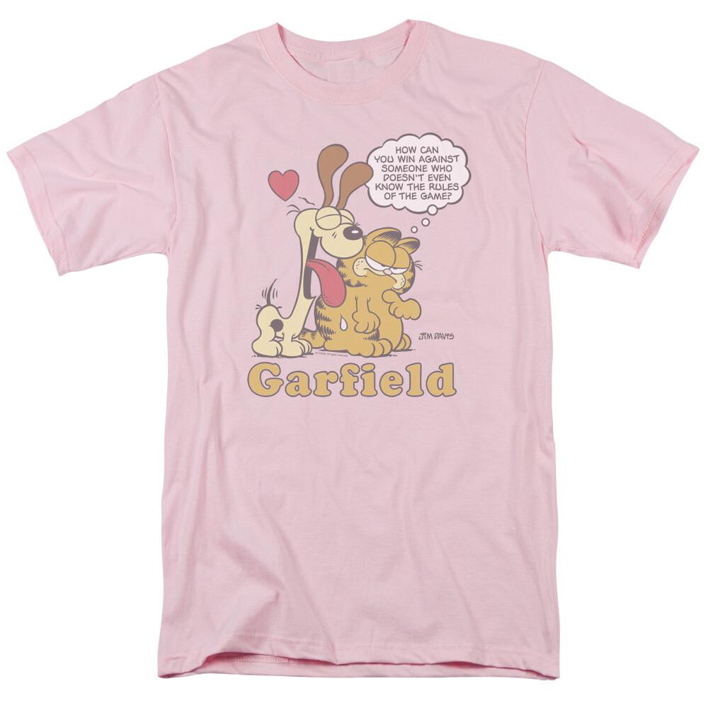 Garfield Cant Win T Shirt Mens Licensed Odie Jim Davis Comic Tee Light Pink