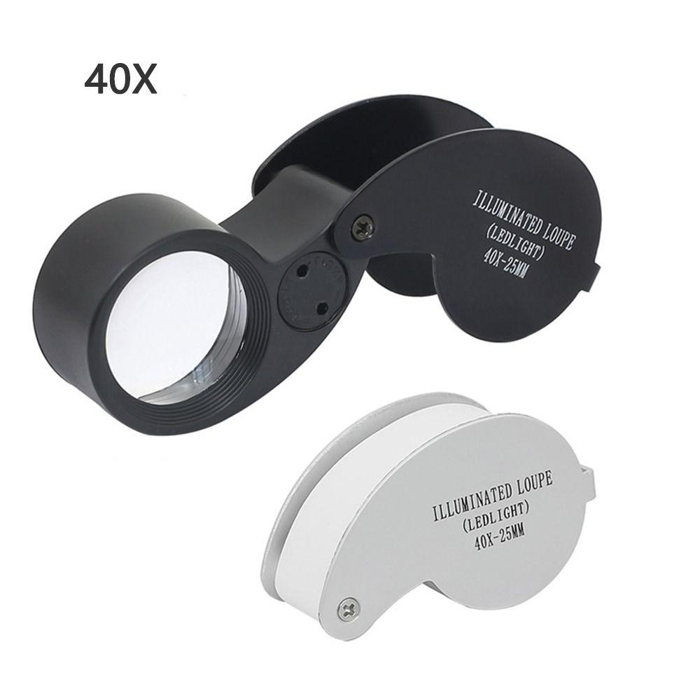 Illuminated Loupe Foldable Magnifier Handheld 40X Magnifying Glass Pocket Reading
