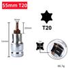 1pc T20-T70 Hex Head Screwdriver Bit For Torx Bit Sockets 1/2inch Sockets Wrenches Slotted Tip Screwdriver Bit Hand Tools