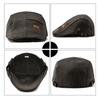 Forward Peaked Cap Men Beret Hat Solid Color Leather Flat Cap Retro   Driving