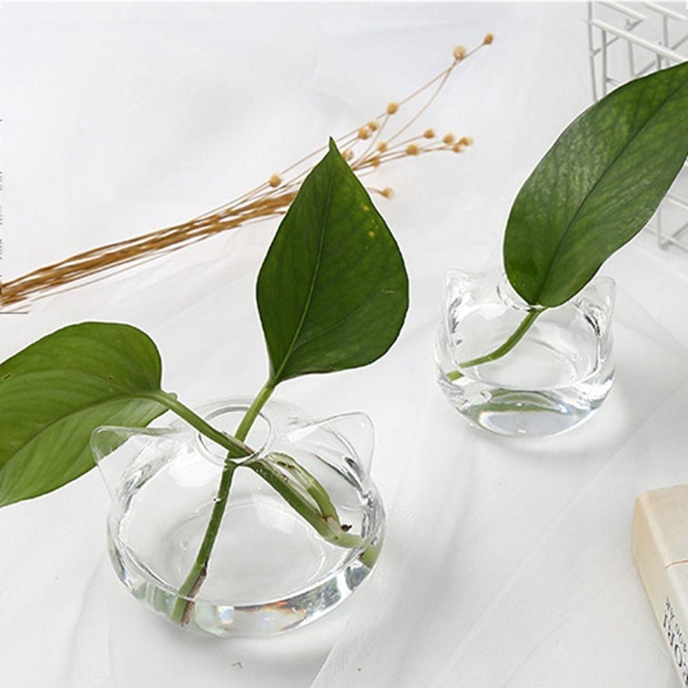 Стеклянная ваза в форме мультяшного кота, которую нелегко разбить, прозрачная гидропонная ваза для цветов, гидропонная бутылка, художественный подарок