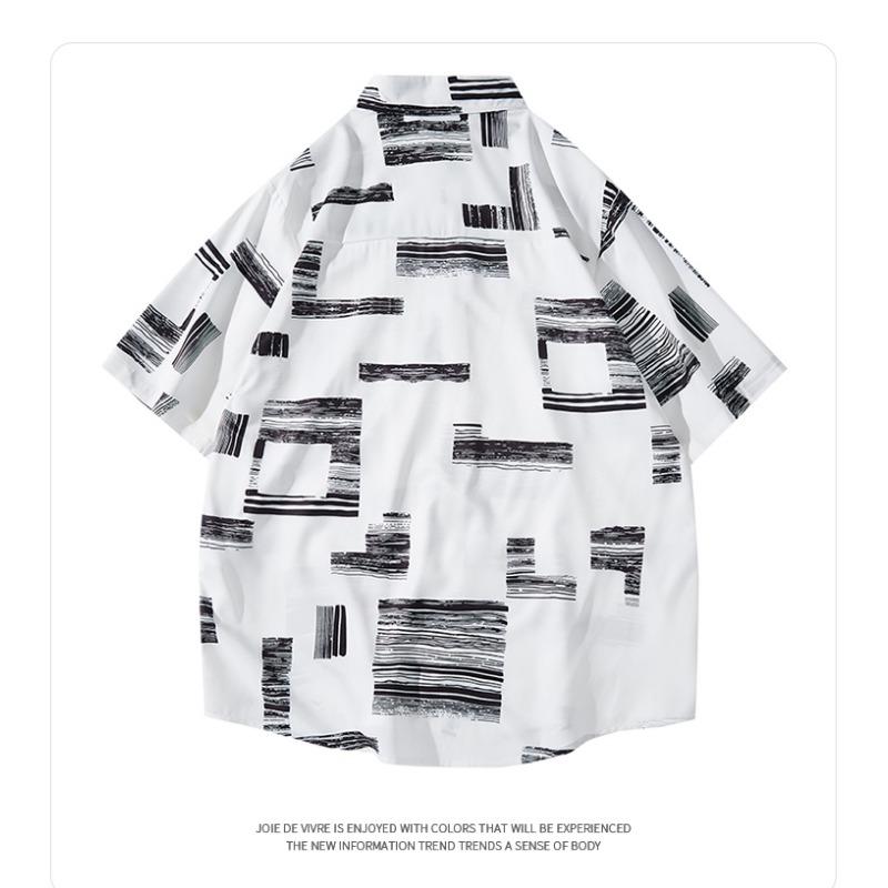 Летняя футболка-поло с коротким рукавом, свободная, повседневная, с принтом, на одной пуговице, мужская, модный кардиган на пуговицах, топ для мужчин