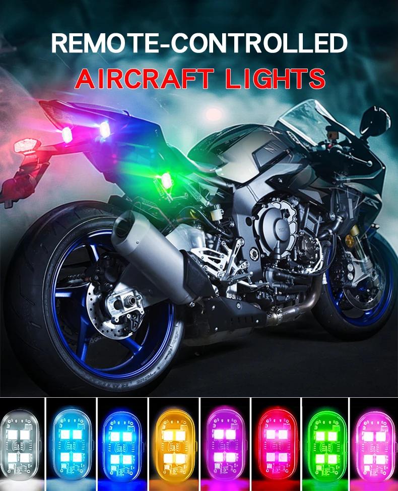 RGB Светодиодные стробоскопы для автомобиля Мотоциклетные светодиодные мигающие габаритные огни Беспроводной свет Авиационные предупреждающие огни Аксессуары