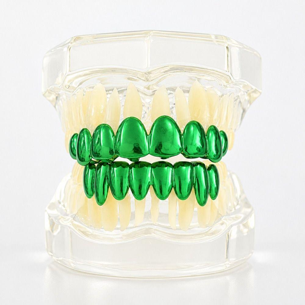 2pcs/set Glossy Finish Teeth Grillz Caps Anti Slip Teeth Jewelry Halloween
