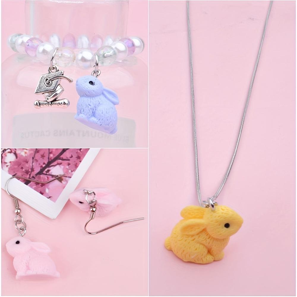 12/24/36 шт. случайных цветов, забавные маленькие животные, синтетическая смола, милый кролик, кулон, сделай сам, браслет, ожерелье, серьги, брелок