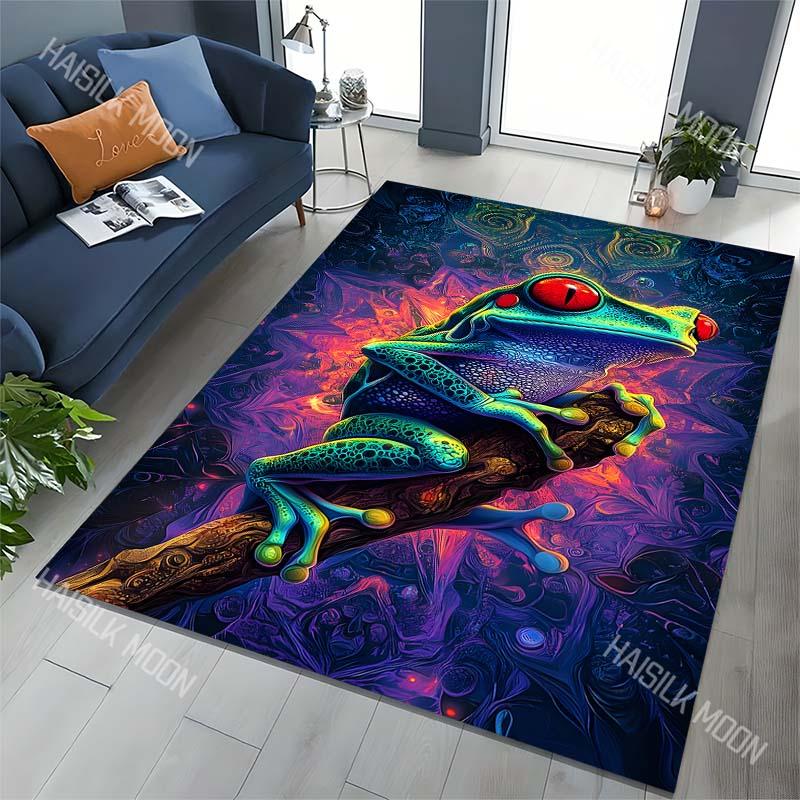Neon Psychedelic Frog Carpet for Living Room Bedroom Bedside Floor Mat Cloakroom Kids Activity Area Rugs Luxury Gifts