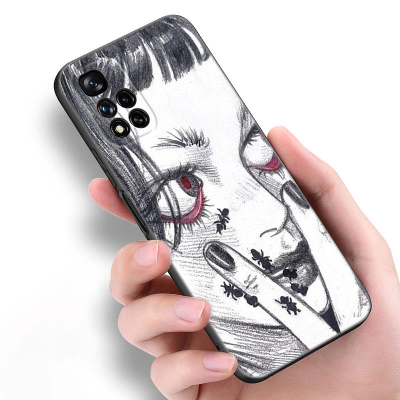 Японский ужас манга черный силиконовый чехол для телефона для Xiaomi POCO X3 X4 NFC F5 M3 M4 M6 X5 X6 Pro F3 F4 GT 5G C55 C65 M5