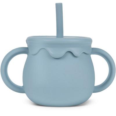 Little Cloud Baby Honey Pot Мульти-силиконовая соломенная чашка 250 мл, 1 шт, пыльно-синий