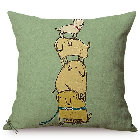 Cute Cartoon Small Animals Style Sofa Throw Pillow Case Cock Dog Rabbit Baby Art Room Bed Decorative Cotton Linen Cushion Cover