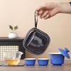 Chinese gradual change coarse pottery hover cover bowl tea set portable travel tea set one pot three cups express cup set