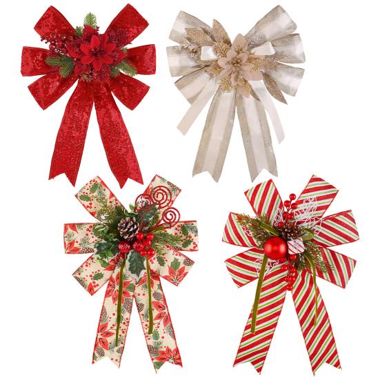 Yousheng Christmas Tree Pendant Bow Large Champagne Christmas Wreath Bow Stunning Gift Bow Knot Wedding Mother Day Decoration