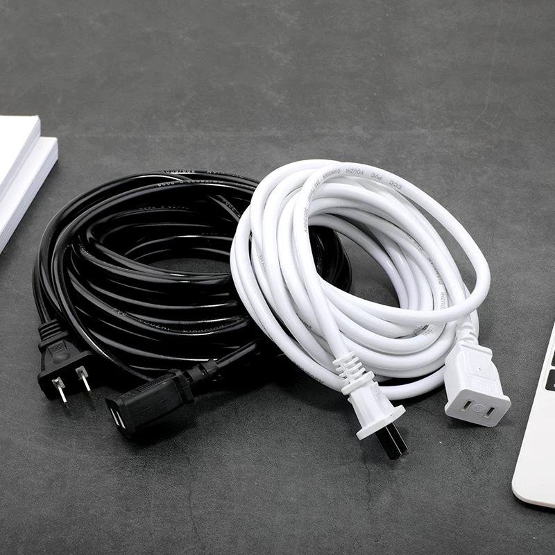Two-core Power Cord Extension with Dual Outlet for Mobile Devices and Fans