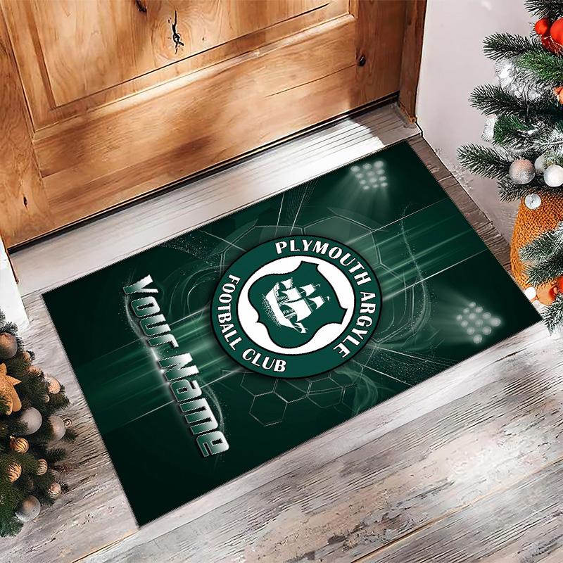 Plymouth Argyle FC Printed Crystal Velvet Rug Non‑Slip Crystal Velvet Carpet For Sofa Bedroom Indoor Home Decoration