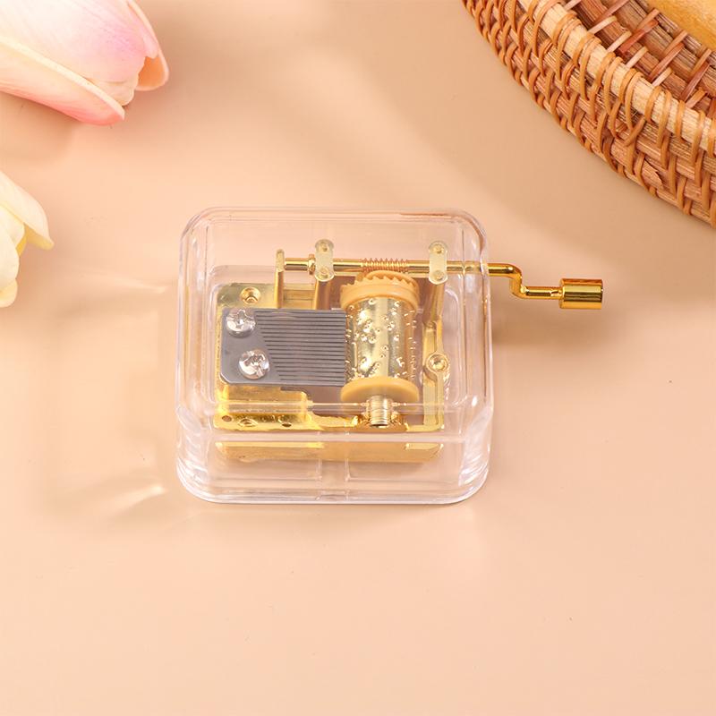 Креативный ручной музыкальный футляр, мини-акриловый прозрачный металлический механизм, октавная коробка, украшение для дома и автомобиля, подарки на день рождения для пары