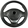 Diy Deluxe Glossy Black Carbon Fiber+Leather Car Steering Wheel Cover Trim 38Cm