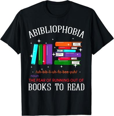 Абиблиофобия Библиофилия Страх Читать Библиофил Книжный червь Подарок Унисекс Футболка