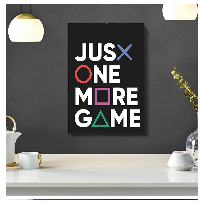 Gamer Joystick Symbols Gamepad Controller Boys Room Wall Art Canvas Painting Man Cave Decor Just One More Game Poster Prints