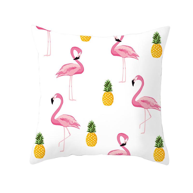 Summer Tropical Plant Flamingo Decorative Pillowcase Green Leaf Pillowcase Flamingo Pillowcase
