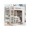 Lit Mezzanine - Blanc - 90x200cm - Bureau Intégré - Armoire Avec 3 Tiroirs - Escalier Sécurisé