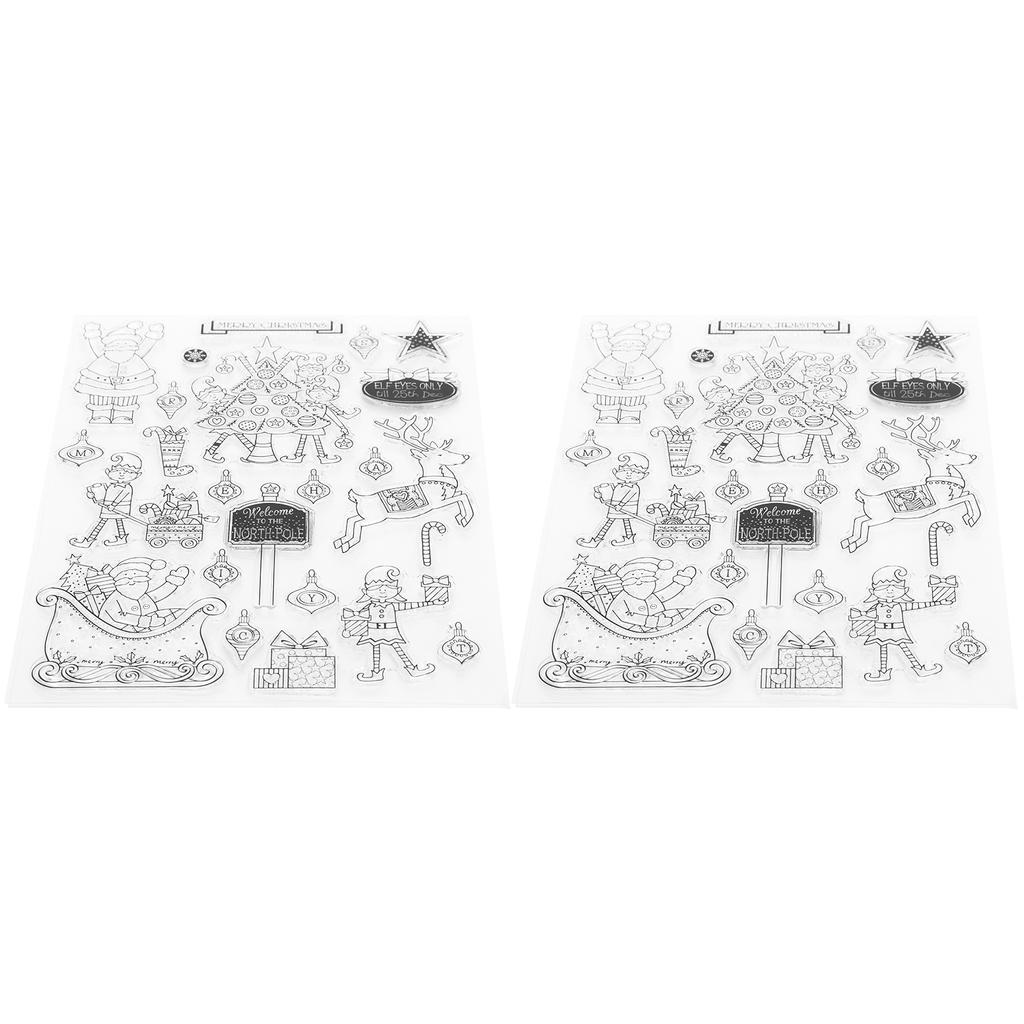 2 комплекта рождественских силиконовых прозрачных штампов для фотоальбомов открыток украшения ручной работы