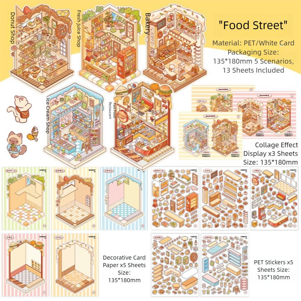 Decompression 3D Landscape Sticker Visual Stacking DIY Cabin Scene Sticker Children Gift