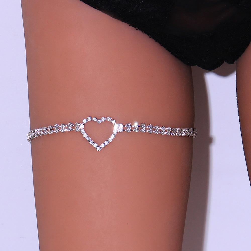 Stonefans Fashion Heart-shaped Thigh Chain Crystal Jewelry Women Festival Accessories Nightclub Leg Chains Sexy Dancer Outfit