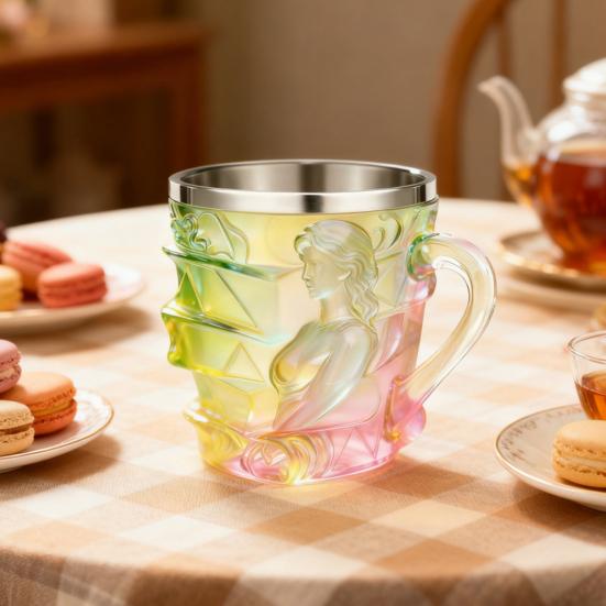 3D Расписанная кофейная кружка в виде стопки книг из смолы и нержавеющей стали с эргономичной ручкой и основанием, устойчивым к проливанию. Кружка для чтения