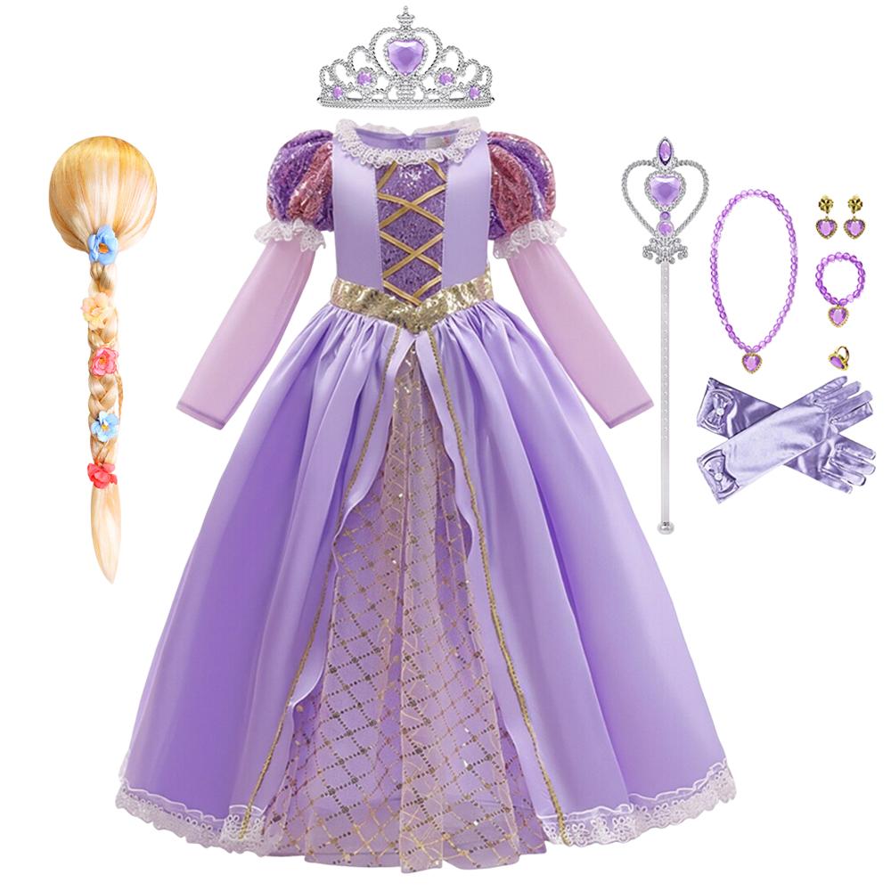 Girls Princess Halloween Cosplay Rapunzel Vestidos Costume Dress Up Kids Role-play Carnival Children Birthday Party Ball Gown