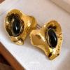 Vintage Geometric Resin Oval Earrings Elegant Women Jewelry