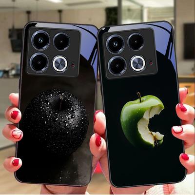 Черный Яблочный Камень Для Infinix Note 40 4G 30i 12 G96 Smart 8 Hot 9 Play 10 11S 12 20i 50 Pro Plus 5G Чехол для телефона из закаленного стекла
