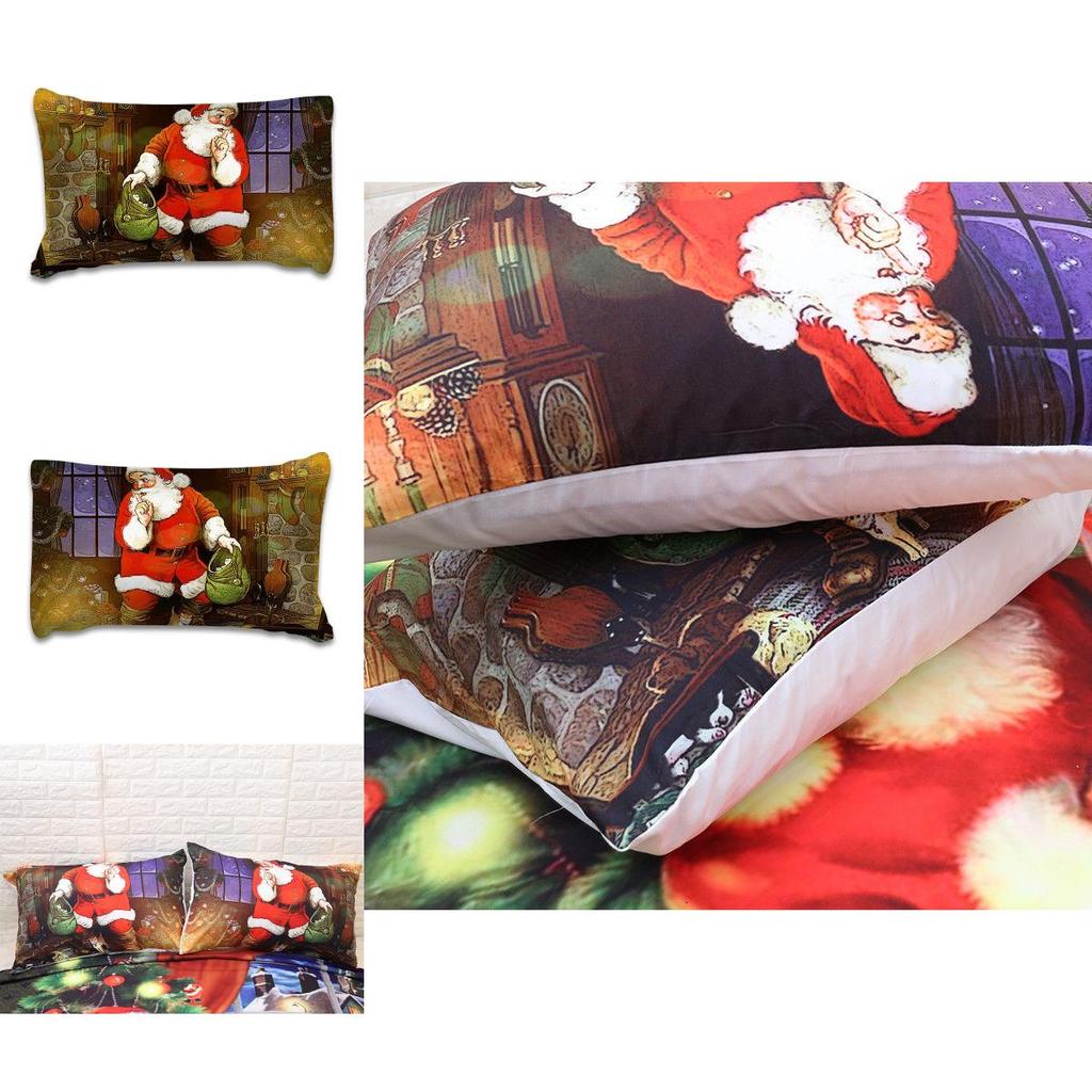 Classic Christmas Kids Duvet Cover Pillow Cases Quilt Cover Santa Claus Bedding Ensemble