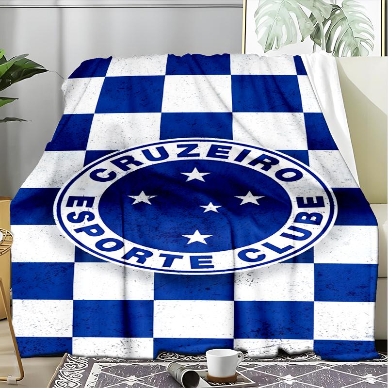 1PC Cruzeiro Esporte Clube Crest Printed Soft Flannel Blanket Throw for Adult Bedroom Living Room Sofa Camping Travel Fan gifts Christmas Gifts