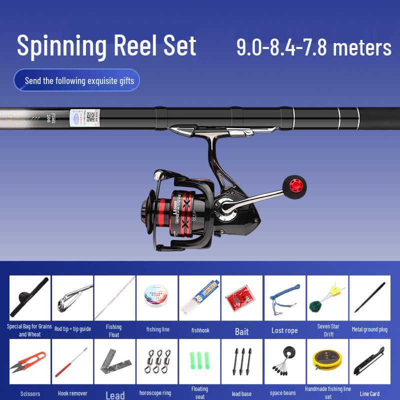 Super Hard 19-Tune Fishing Rod - Wheat & Corn Design, No-Cut Front-Casting, Lightweight Multi-Position Hand Rod Combo.