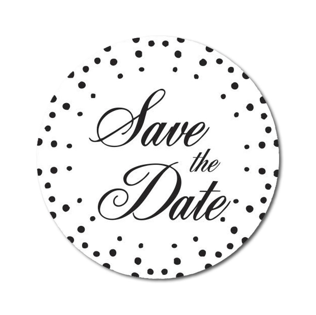 Darling Souvenir DIY Round 45 шт. Черный горошек Save The Date Wedding Stickers-1.6