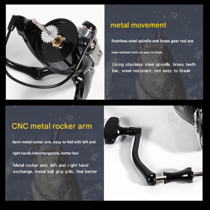 Спиннинговая катушка Mavllos MG Скорость 5.2:1 Плавный Дальний Заброс Сверхпрочный для Крупной Рыбы Металлический Корпус с ЧПУ Двойные Подшипники Рыболовная Катушка