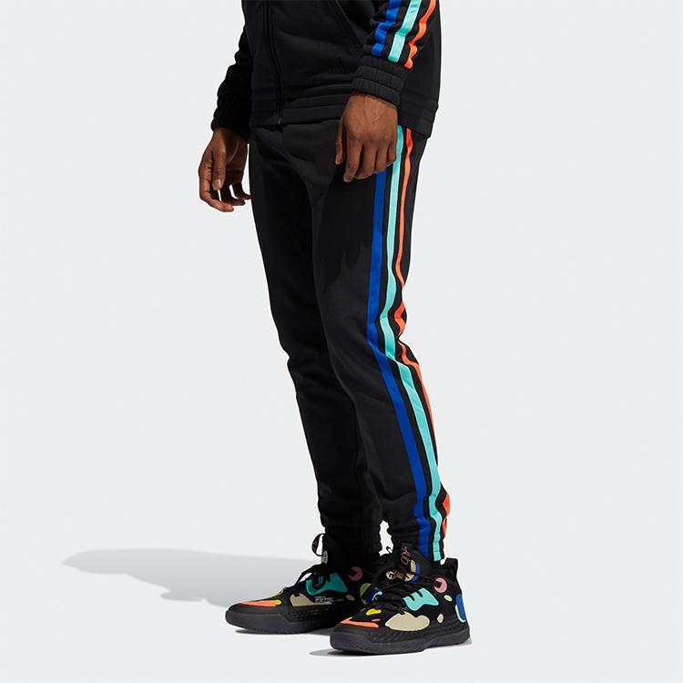 Adidas Флисовые баскетбольные джоггеры Harden с эффектными мужскими штанами с тремя полосками, черные GP8111