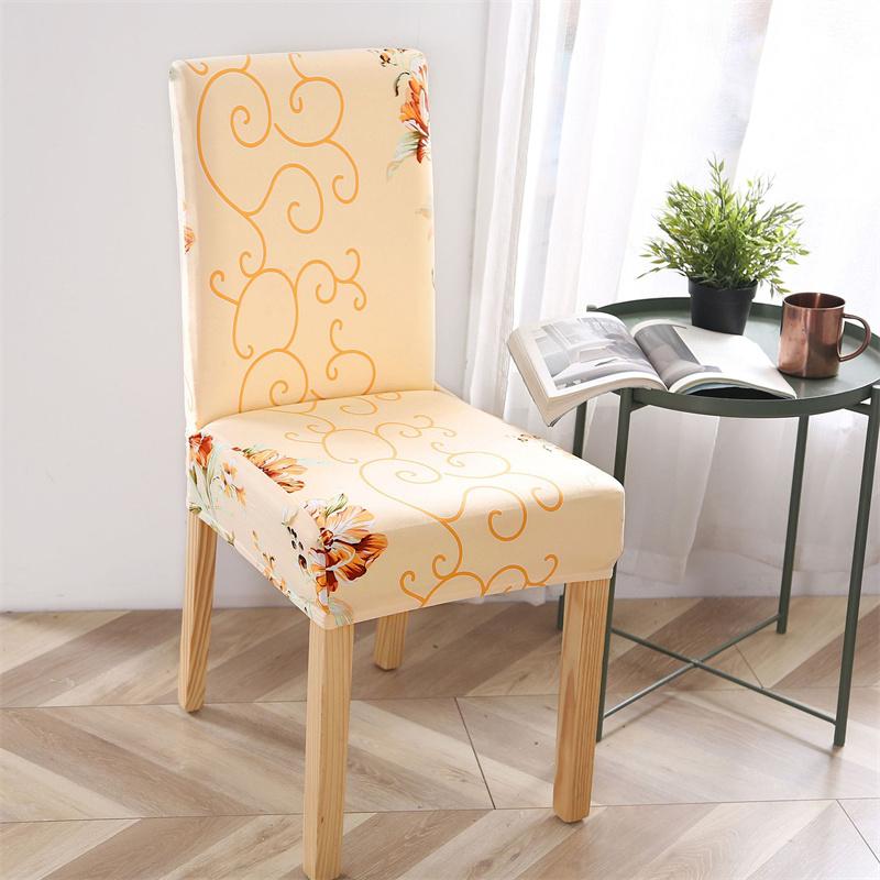 Printing Chair Covers Elastic Dining Room Seat Cover Spandex Dustproof Chair Protective Case for Home Office Restaurant Banquet
