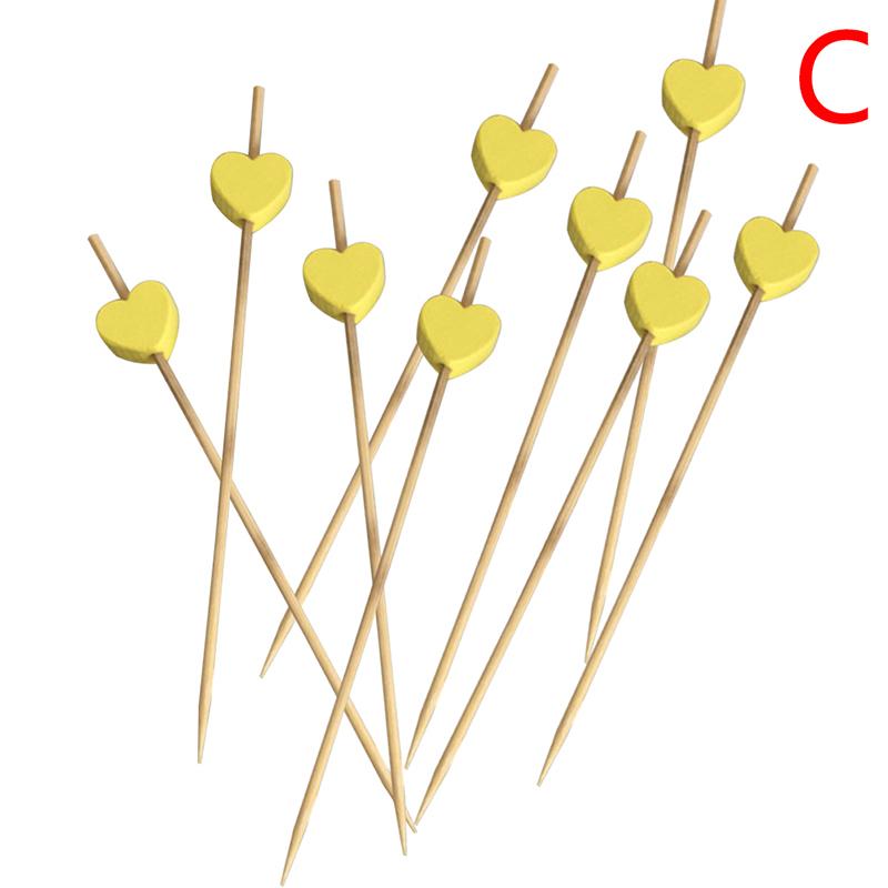 100 шт./пакет Сердце бамбуковые палочки для еды шведский стол кексы фрукты вилка торт десерт палочки