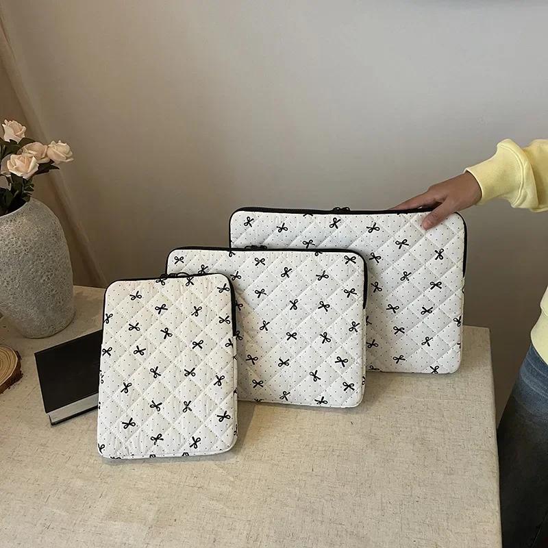 11 14-дюймовый Ins Chic Sweet Tablet Case для Xiaomi Huawei Ipad Корейская мода Черный горошек бант ПК сумка для хранения портативный ноутбук сумка
